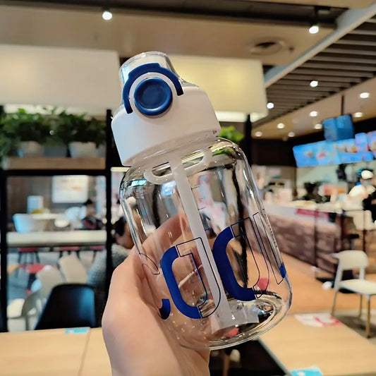 680ml Transparent Straw Water Cup | Small & Cute Portable Plastic Water Bottle | 680ml Transparent Water Bottle Price in Pakistan